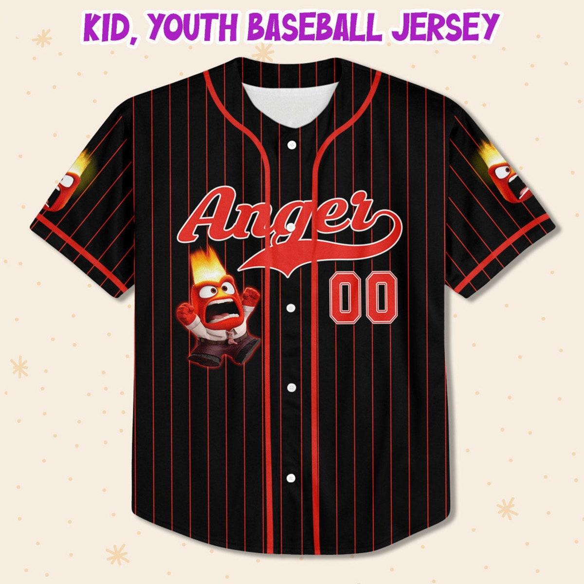 Personalize Anger Jersey Red Black Disney Baseball Jersey 2