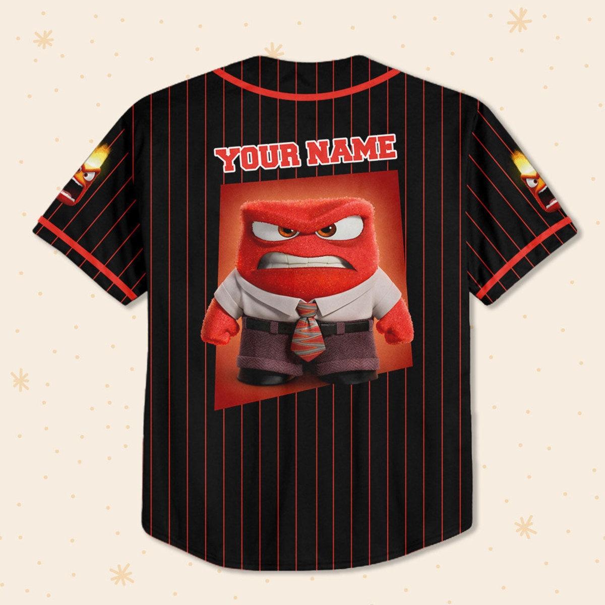 Personalize Anger Jersey Red Black Disney Baseball Jersey 3