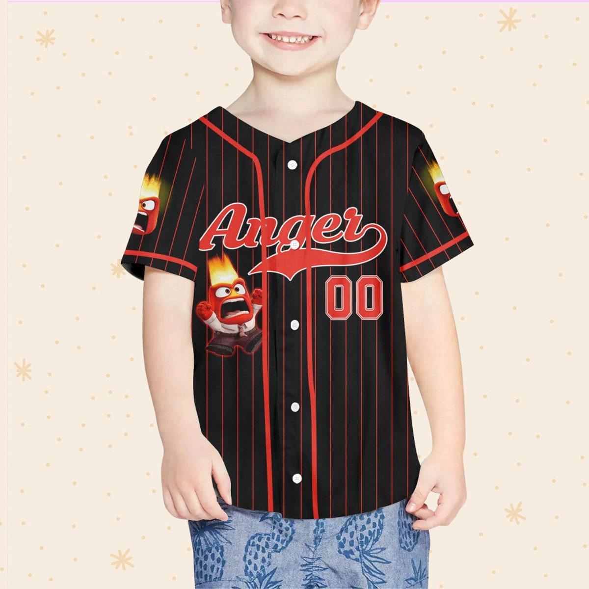 Personalize Anger Jersey Red Black Disney Baseball Jersey 4