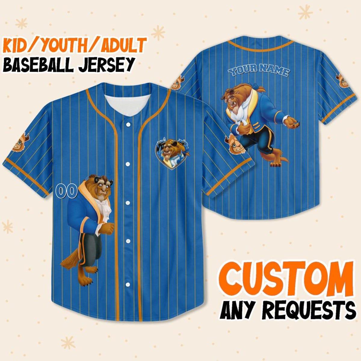 Personalize Beauty And The Beast Prince Beast Blue Yellow Baseball Jersey 1