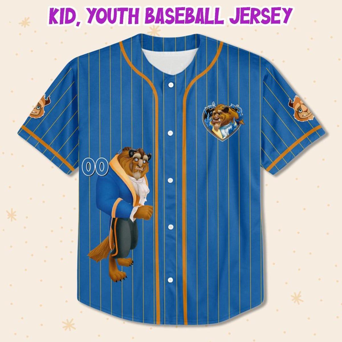 Personalize Beauty And The Beast Prince Beast Blue Yellow Baseball Jersey 2