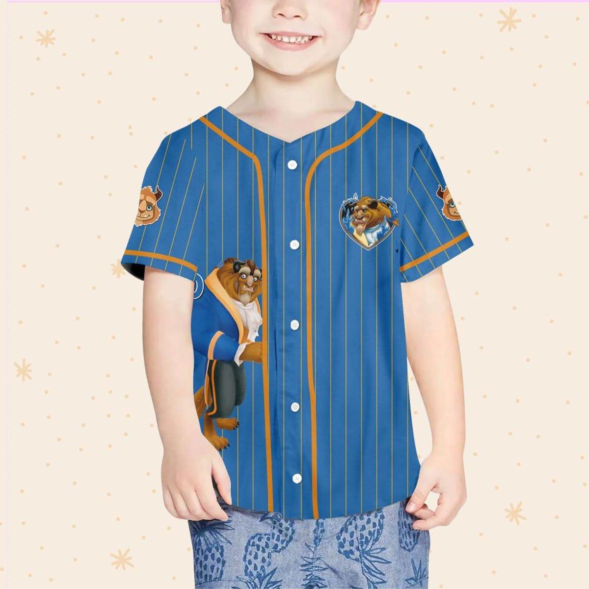 Personalize Beauty And The Beast Prince Beast Blue Yellow Baseball Jersey 4