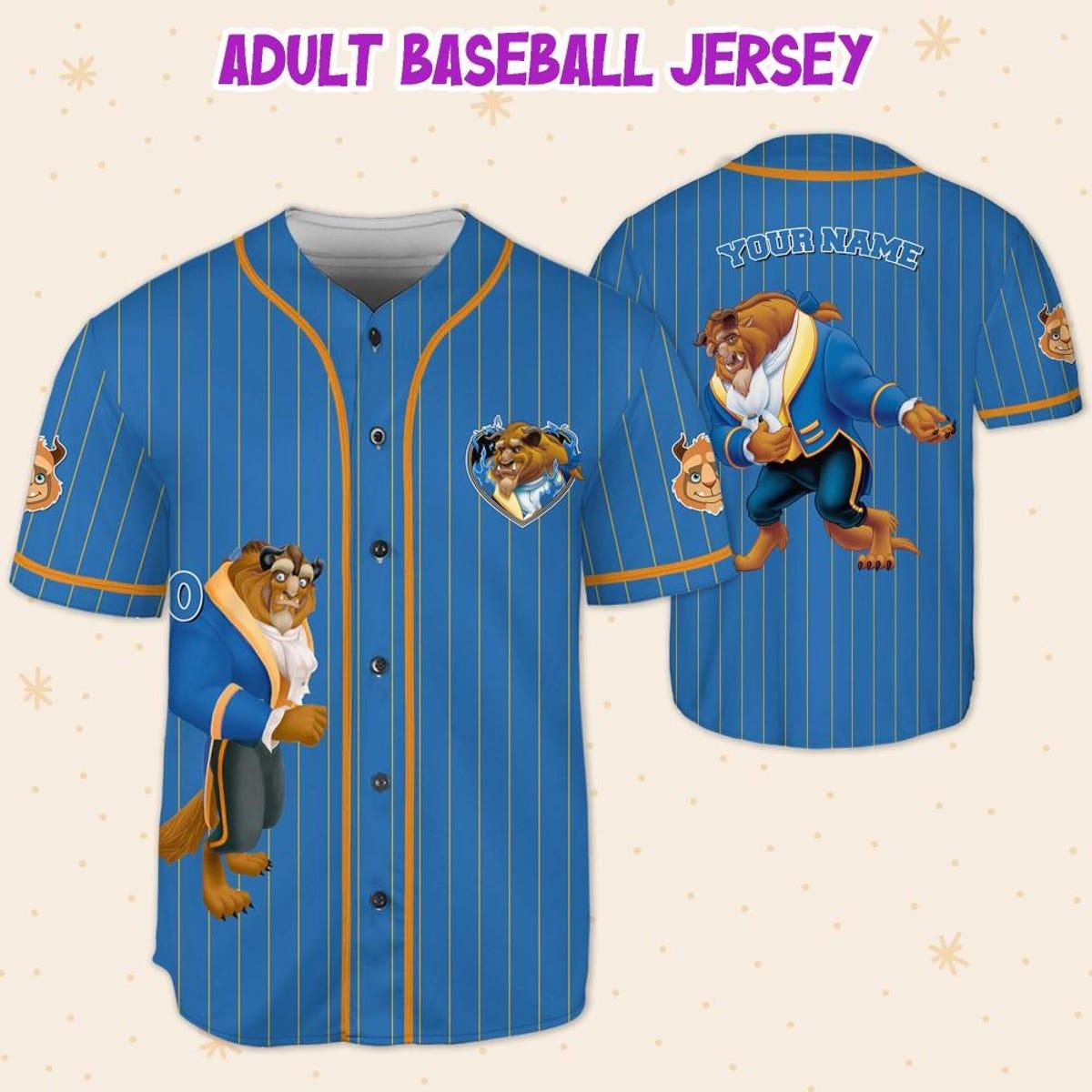 Personalize Beauty And The Beast Prince Beast Blue Yellow Baseball Jersey 5