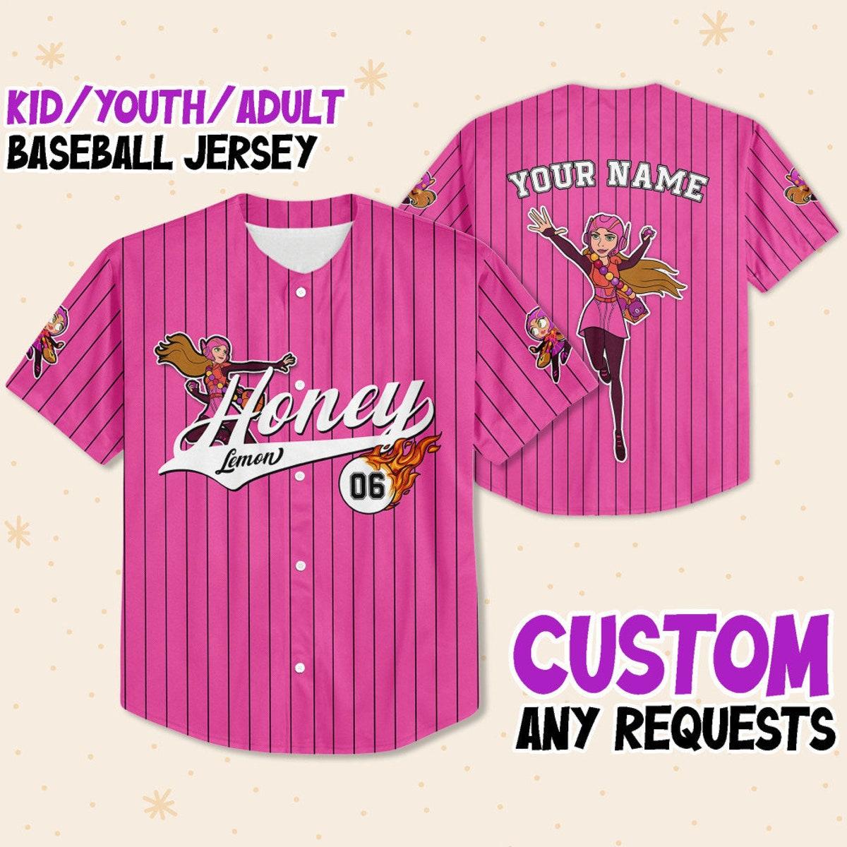 Personalize Big Hero Honey Lemon Pink Baseball Jersey 1