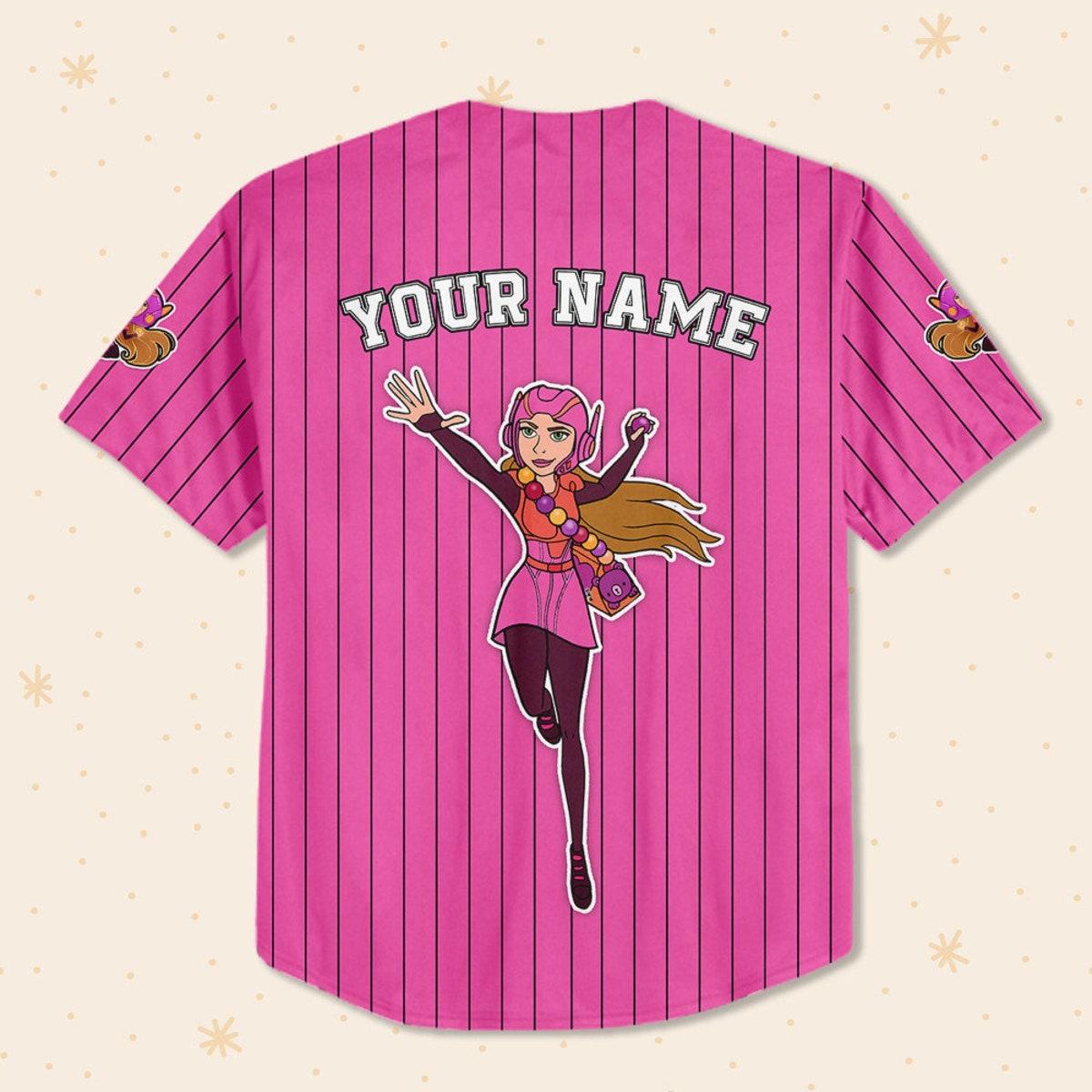 Personalize Big Hero Honey Lemon Pink Baseball Jersey 3