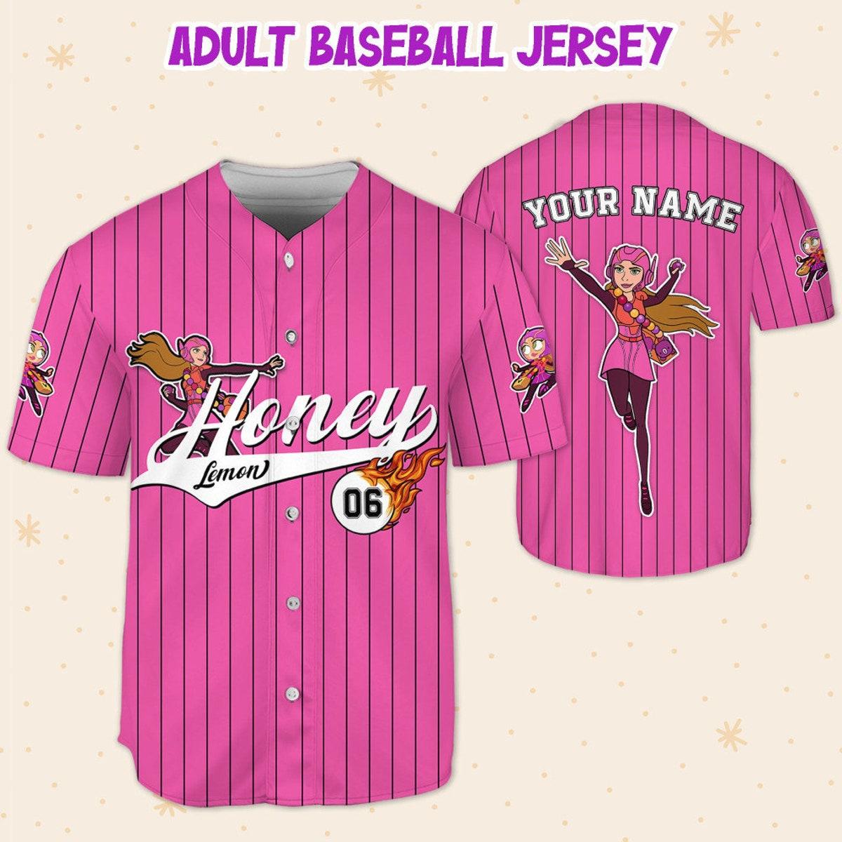 Personalize Big Hero Honey Lemon Pink Baseball Jersey 5