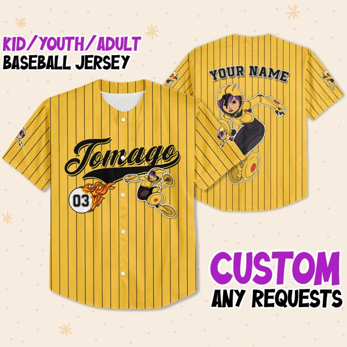 Personalize Big Hero Tomago Yellow Black Gift For Baseball Jersey 1