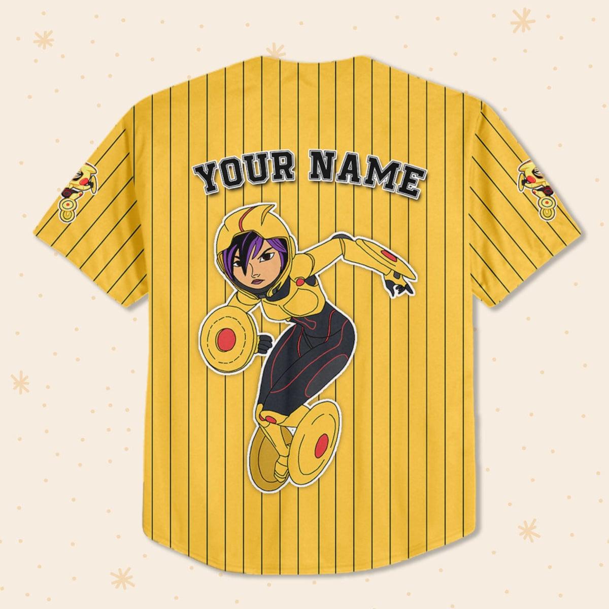 Personalize Big Hero Tomago Yellow Black Gift For Baseball Jersey 3