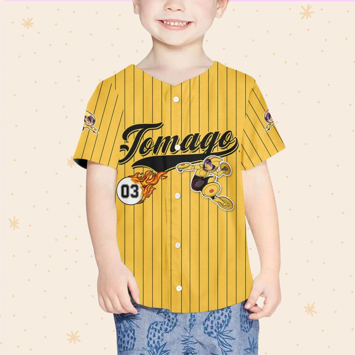 Personalize Big Hero Tomago Yellow Black Gift For Baseball Jersey 4