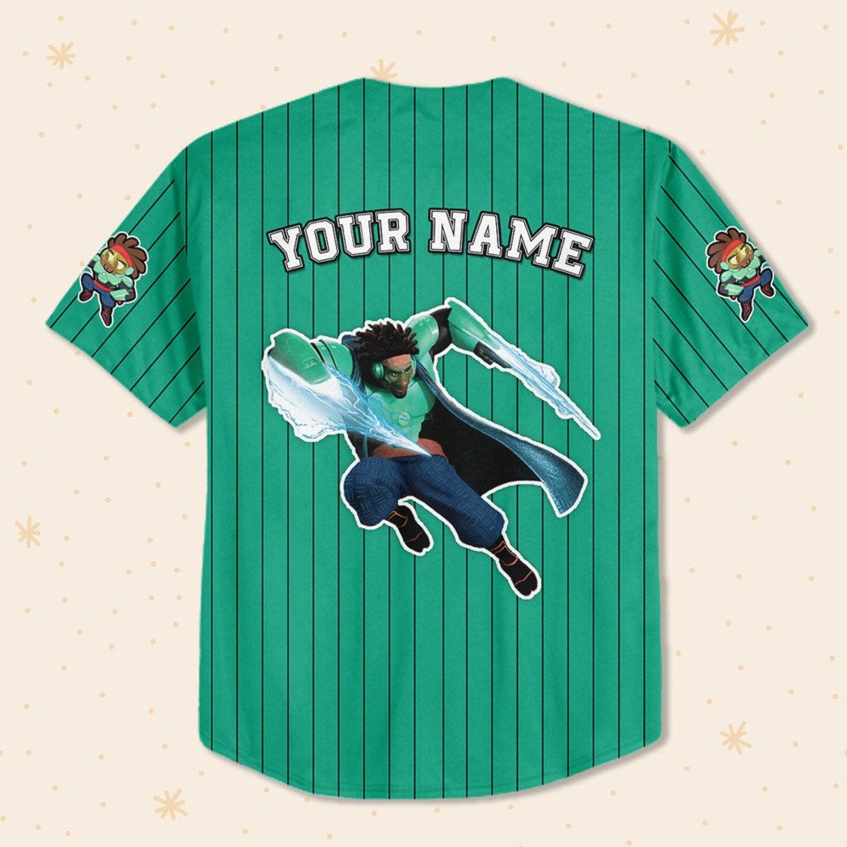 Personalize Big Hero Wasabi Green Black Gift For Baseball Jersey 3