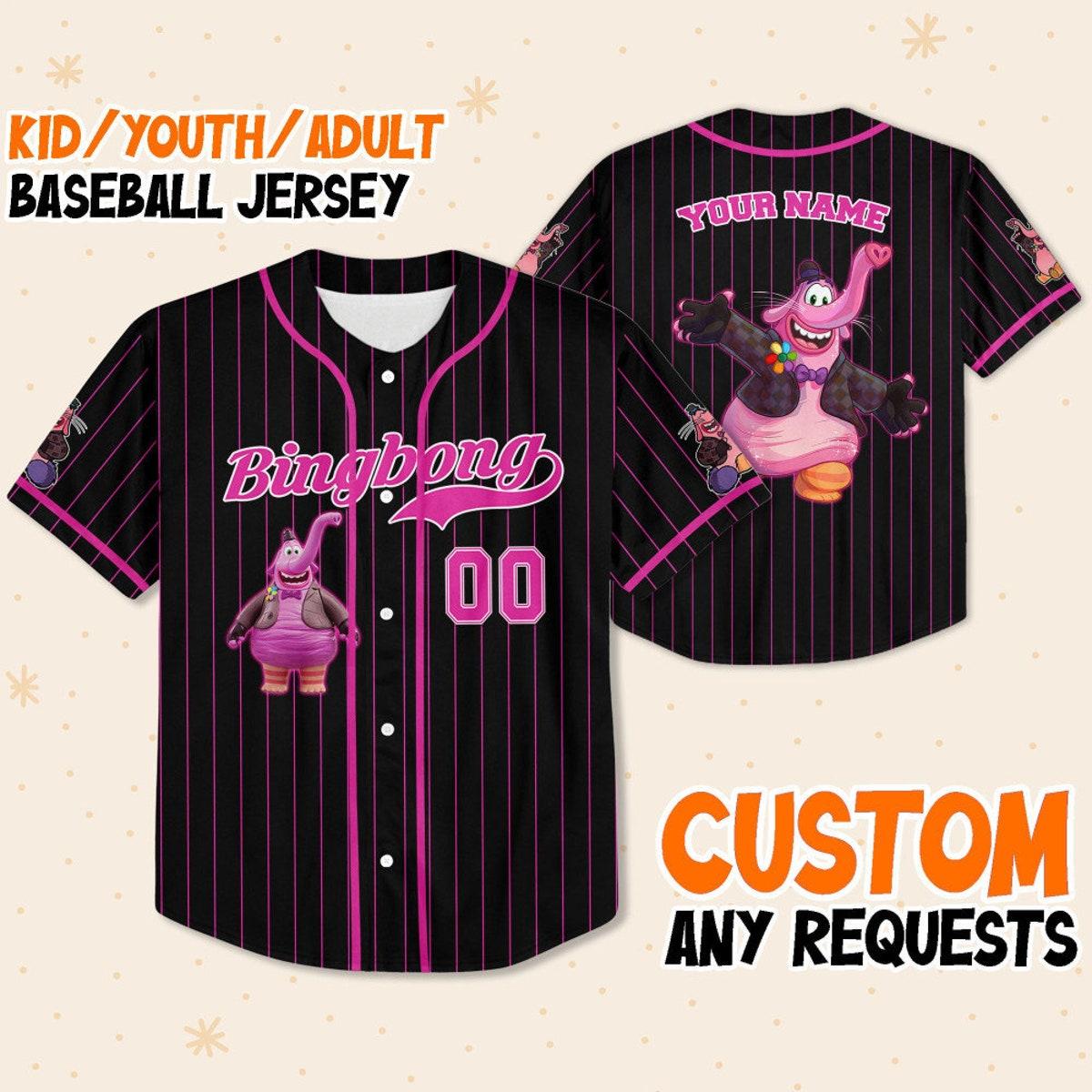 Personalize Bingbong Pink Black Disney Baseball Jersey 1