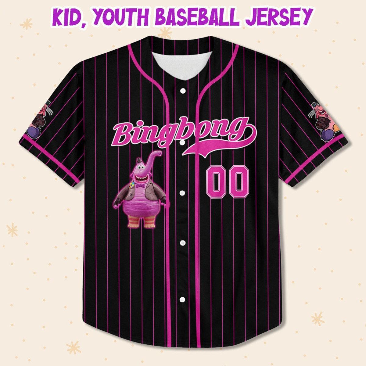 Personalize Bingbong Pink Black Disney Baseball Jersey 2