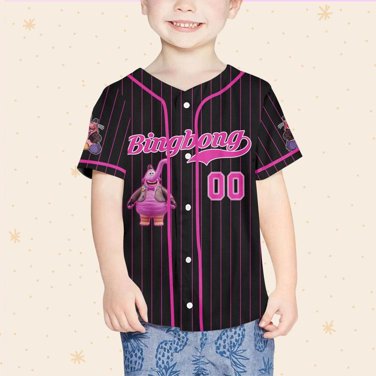 Personalize Bingbong Pink Black Disney Baseball Jersey 4