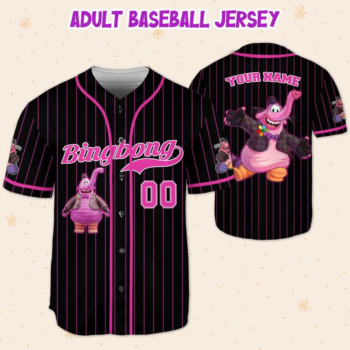 Personalize Bingbong Pink Black Disney Baseball Jersey 5