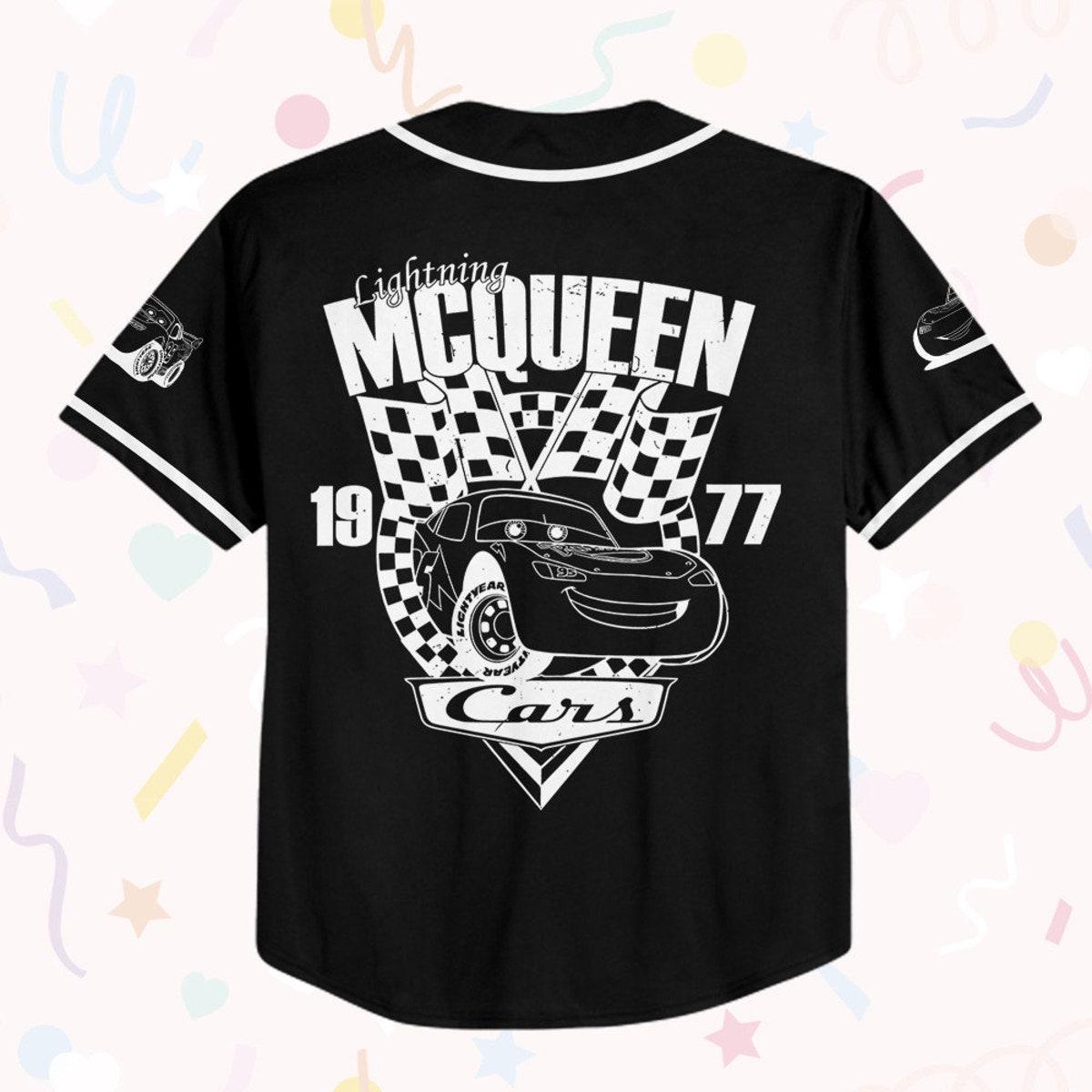 Personalize Cars Lightning Mcqueen Car 1977 Custom Text Baseball Jersey 3