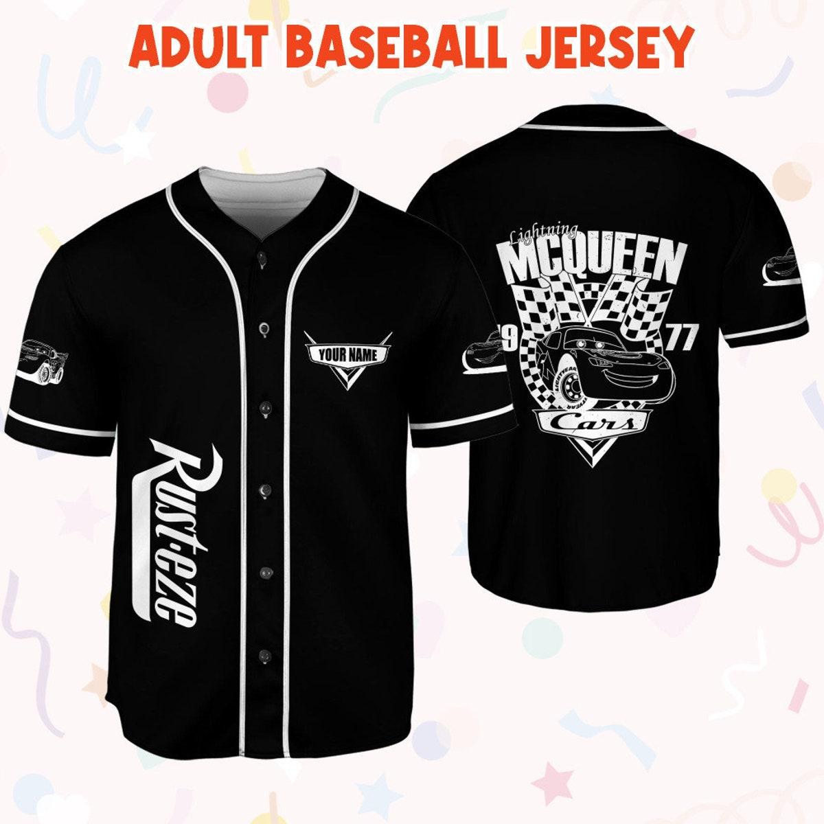 Personalize Cars Lightning Mcqueen Car 1977 Custom Text Baseball Jersey 6