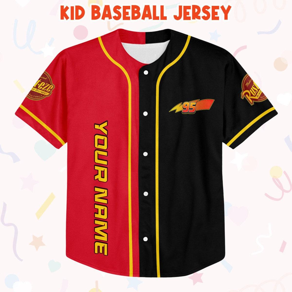 Personalize Cars Lightning Mcqueen Disney Custom Text Baseball Jersey 2