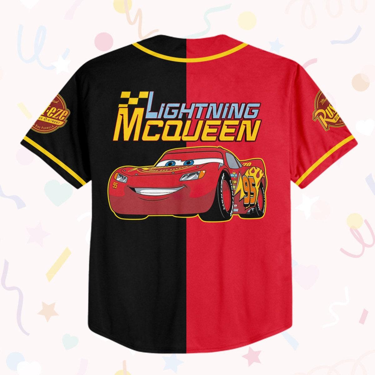 Personalize Cars Lightning Mcqueen Disney Custom Text Baseball Jersey 3