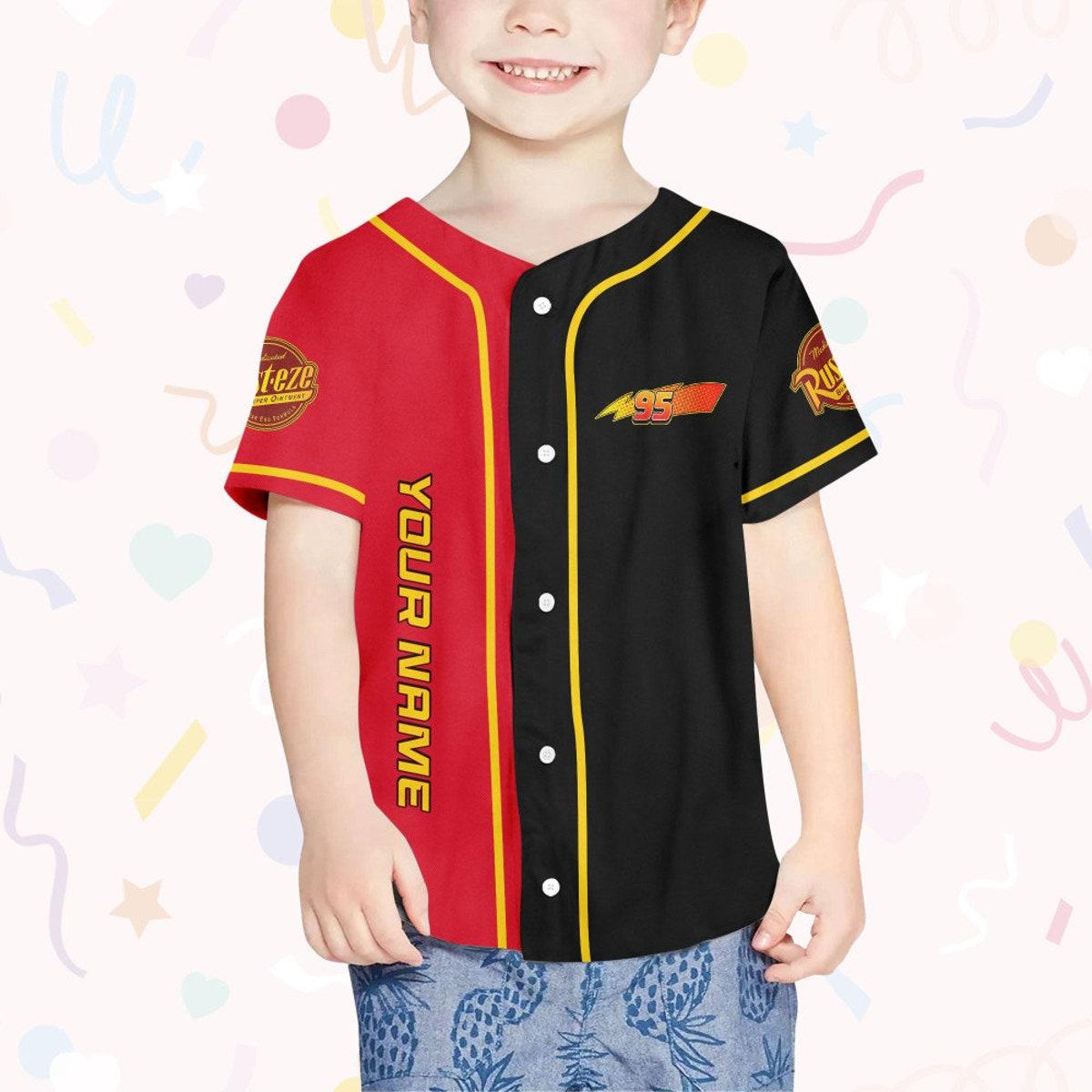 Personalize Cars Lightning Mcqueen Disney Custom Text Baseball Jersey 4