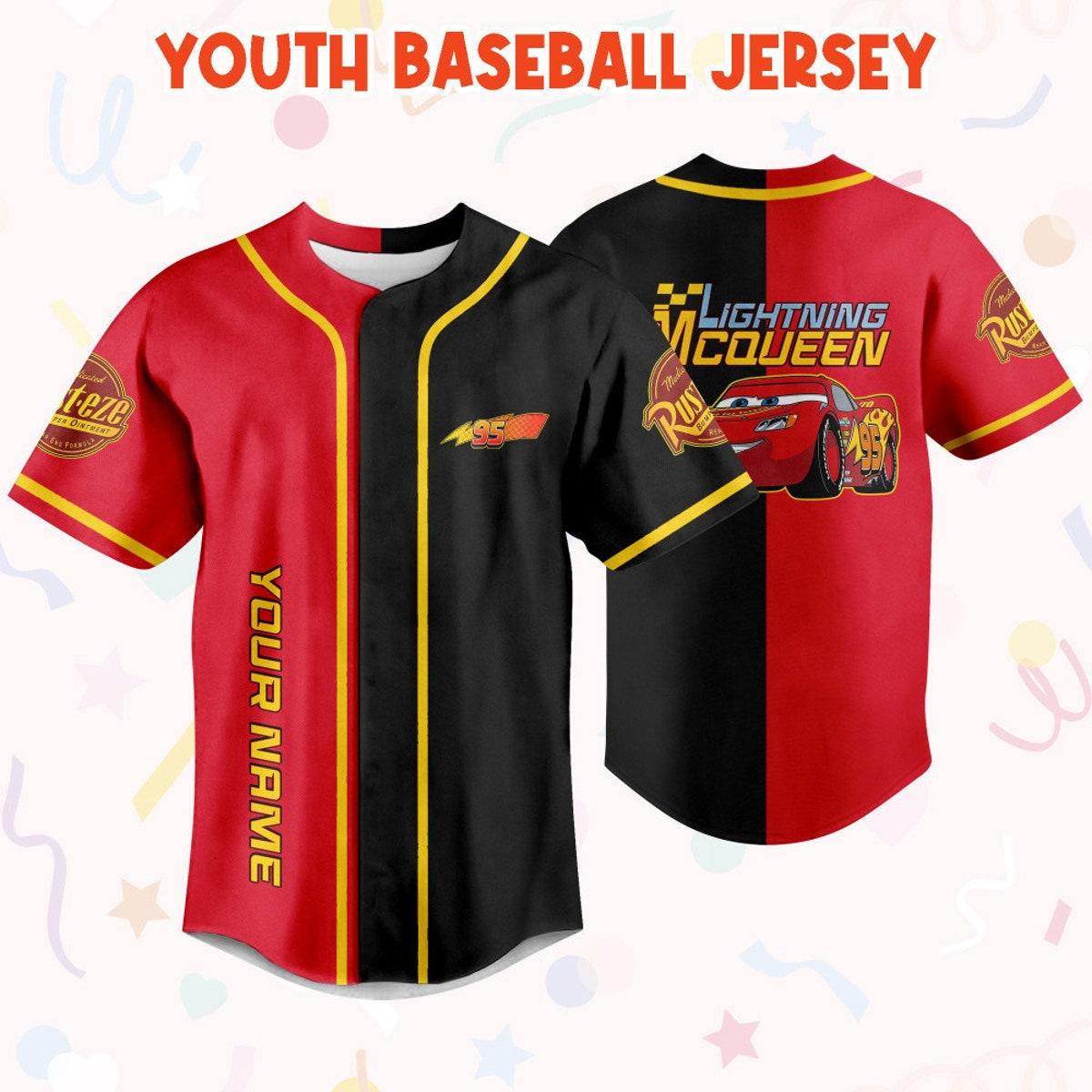 Personalize Cars Lightning Mcqueen Disney Custom Text Baseball Jersey 5