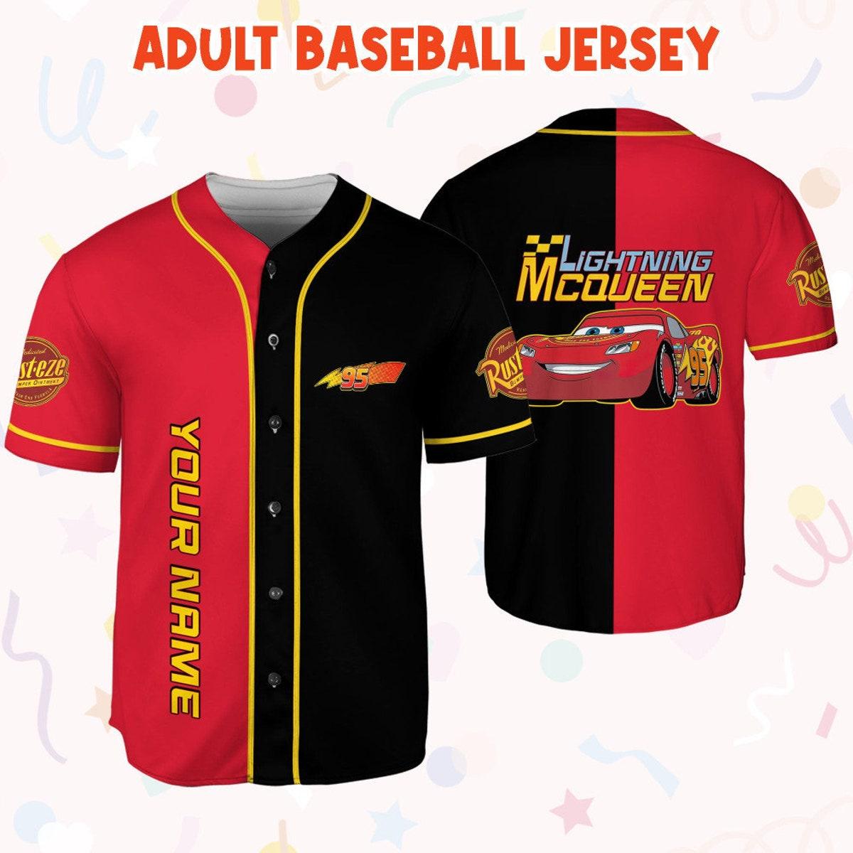 Personalize Cars Lightning Mcqueen Disney Custom Text Baseball Jersey 6