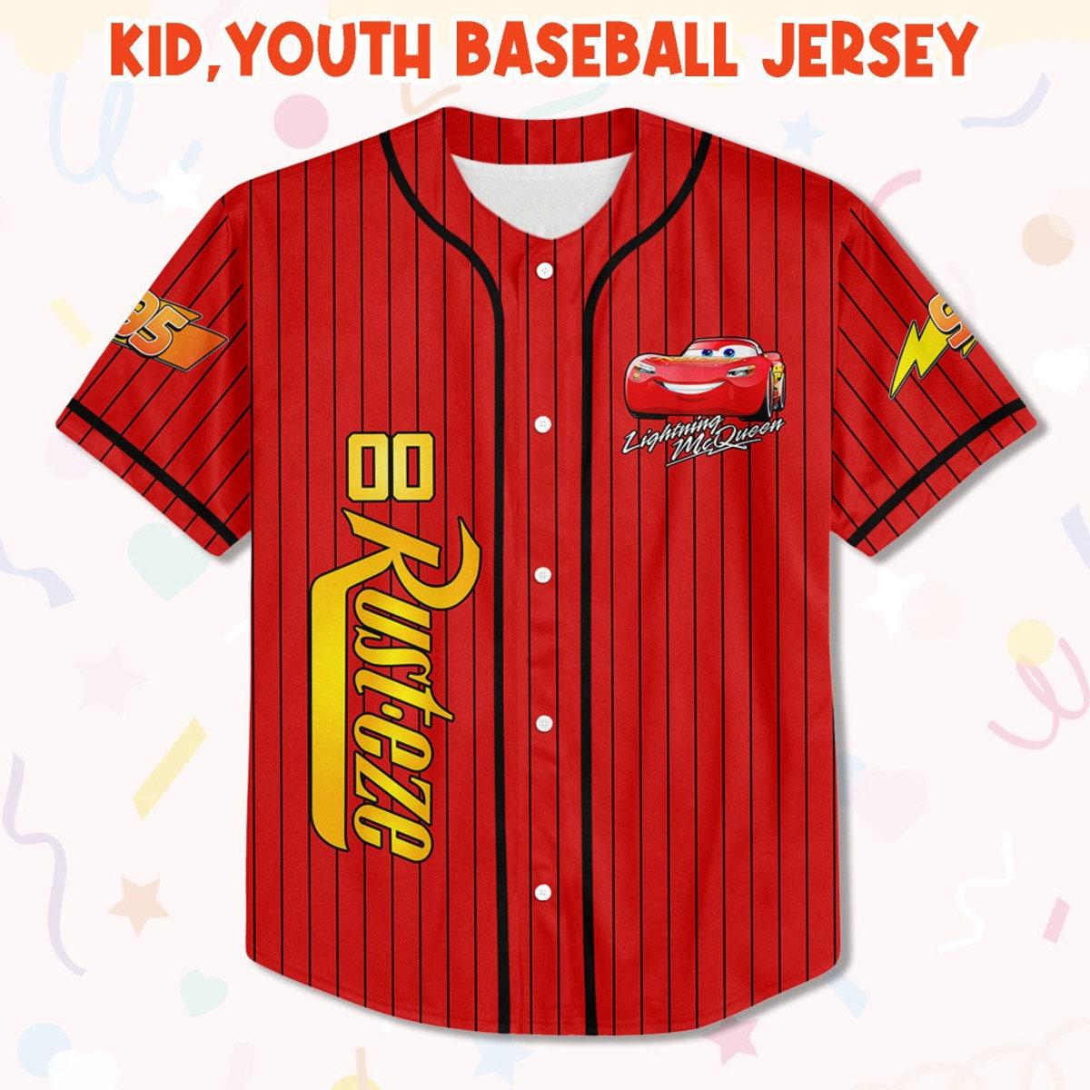 Personalize Cars Lightning Mcqueen Faster Custom Text Baseball Jersey 2