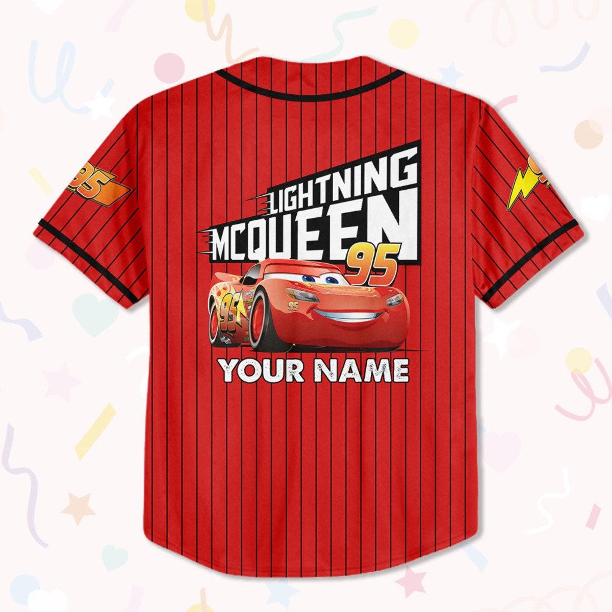 Personalize Cars Lightning Mcqueen Faster Custom Text Baseball Jersey 3