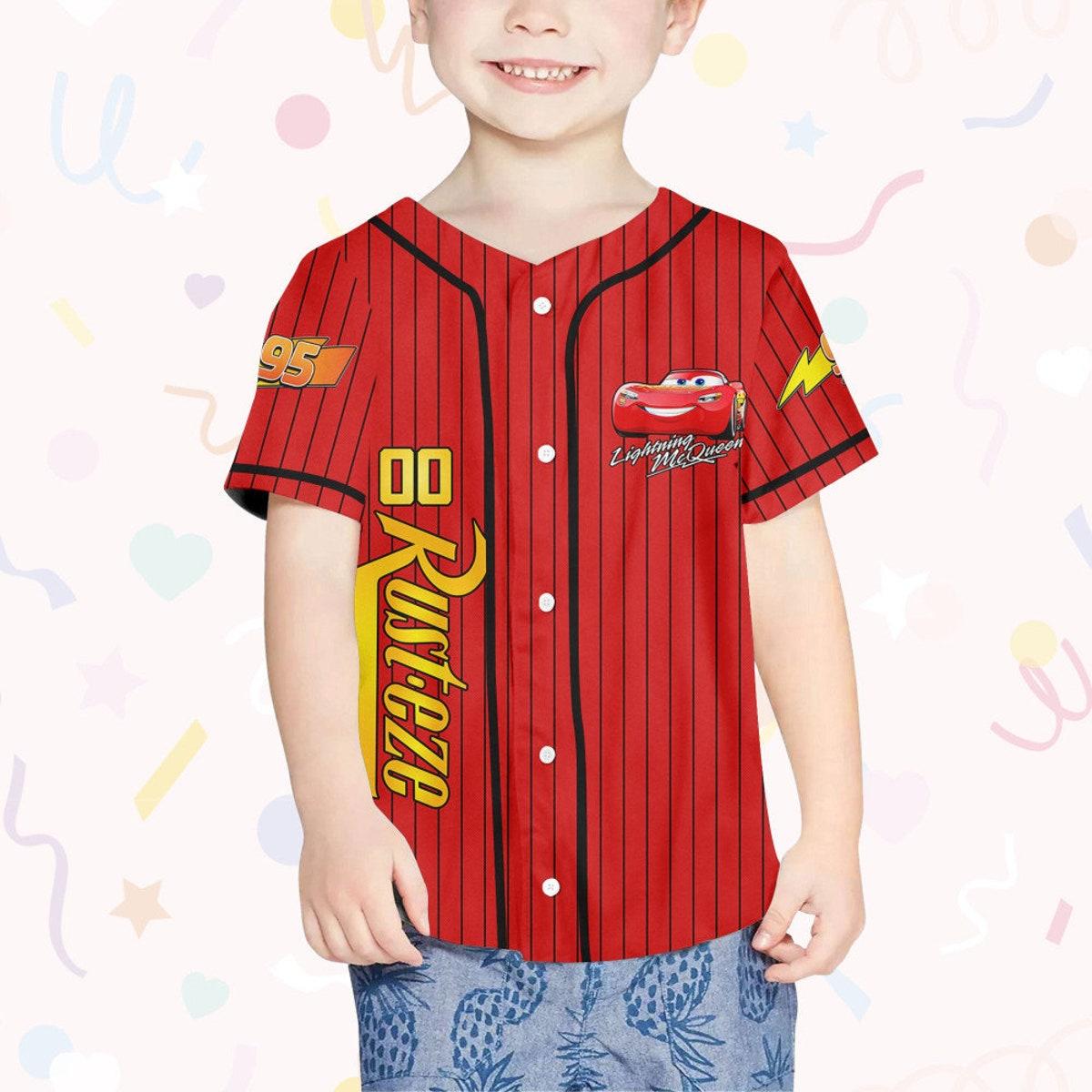 Personalize Cars Lightning Mcqueen Faster Custom Text Baseball Jersey 4