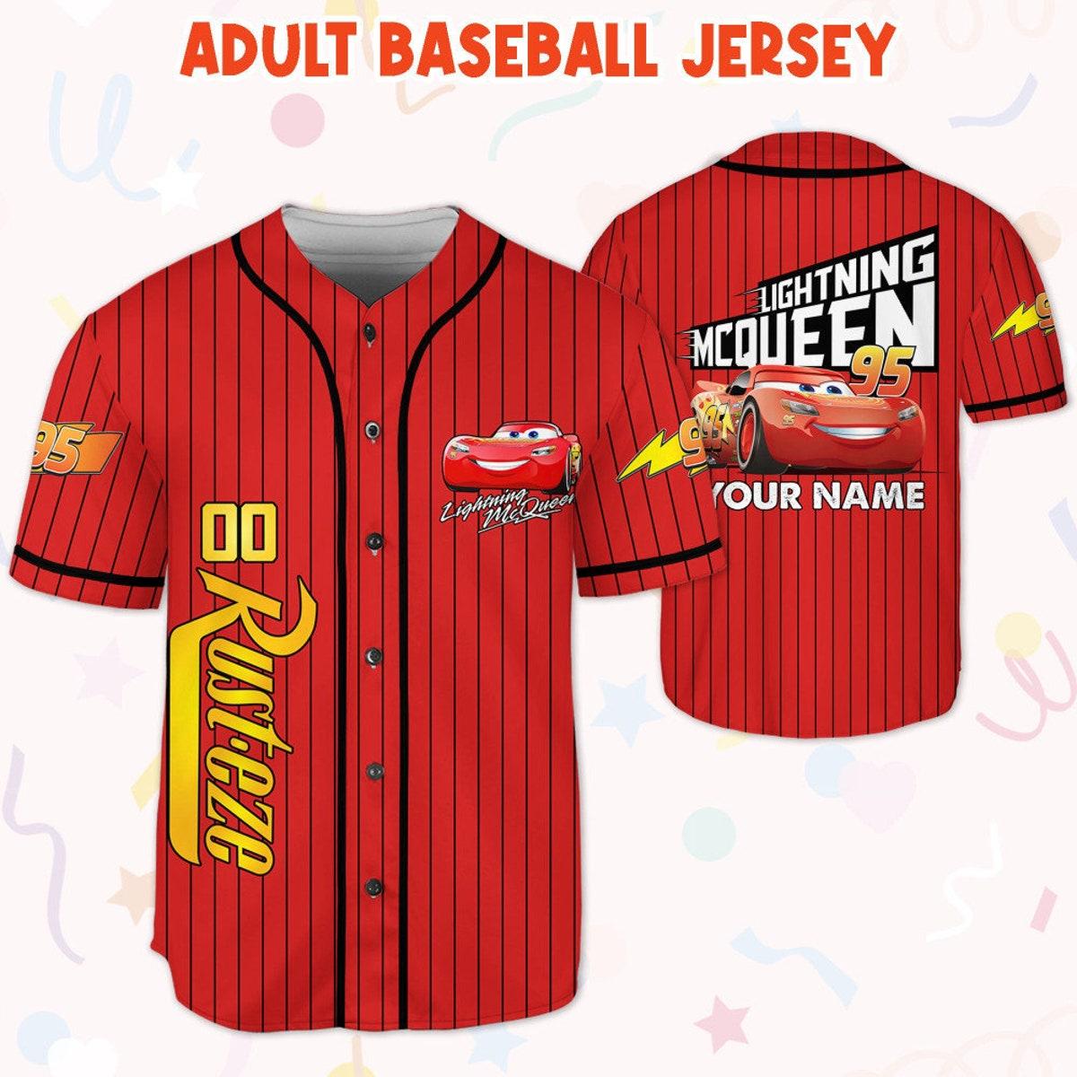 Personalize Cars Lightning Mcqueen Faster Custom Text Baseball Jersey 5