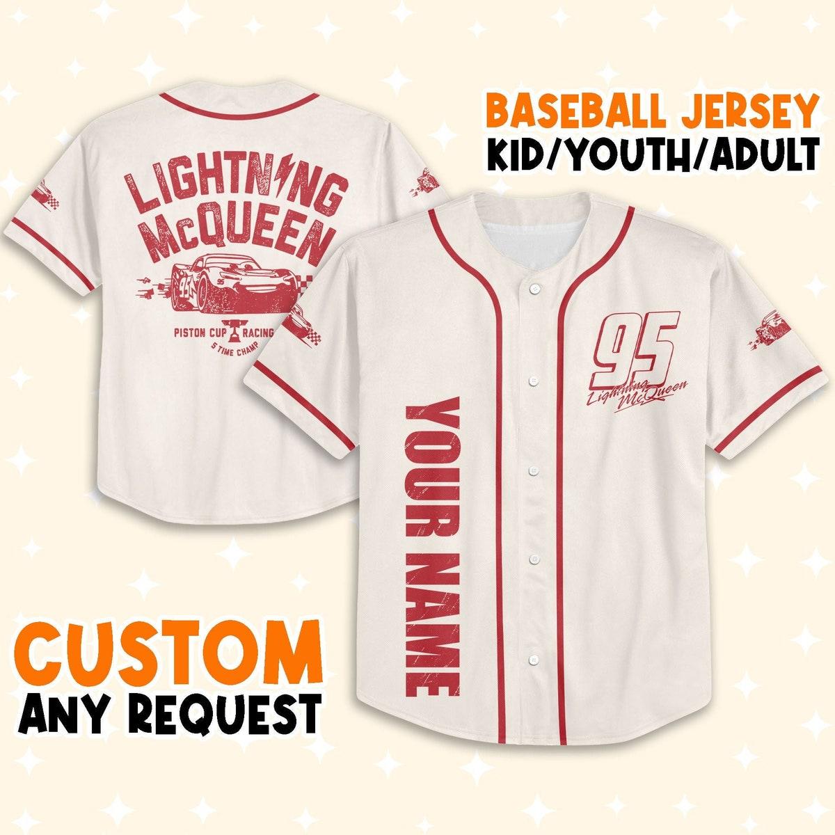 Personalize Cars Lightning Mcqueen Piston Cup Racing Series Baseball Jersey 1