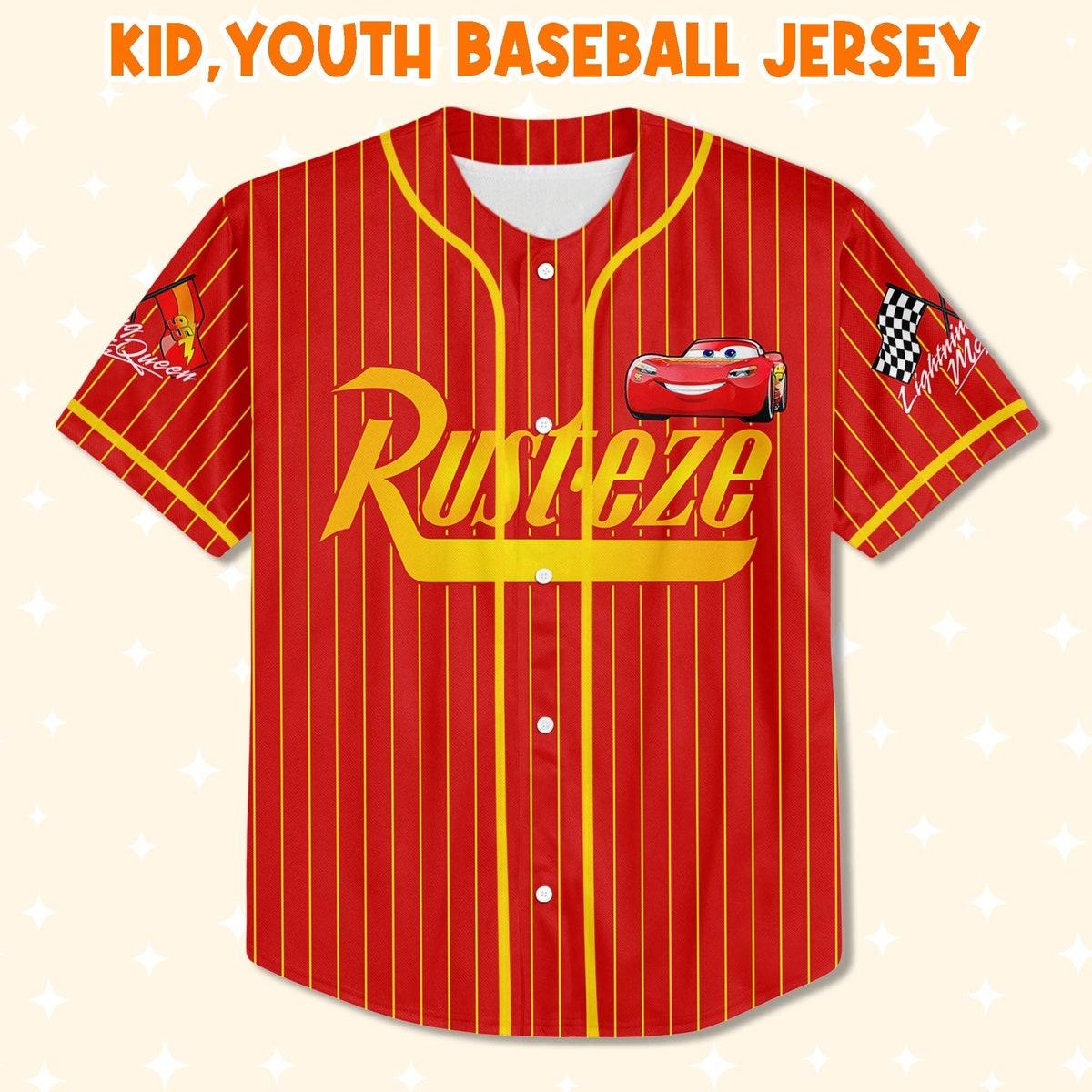 Personalize Cars Lightning Mcqueen Rust ez Team Baseball Jersey 2