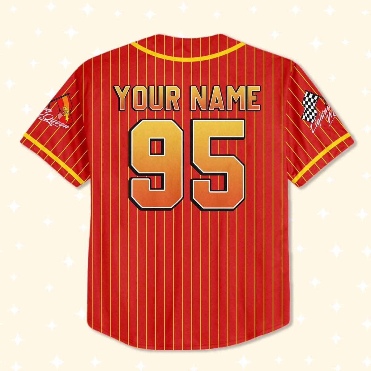 Personalize Cars Lightning Mcqueen Rust ez Team Baseball Jersey 3