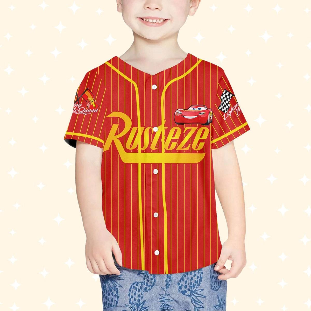 Personalize Cars Lightning Mcqueen Rust ez Team Baseball Jersey 4