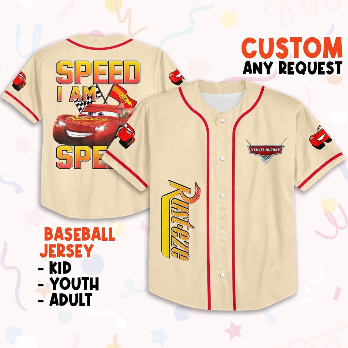 Personalize Cars Lightning Mcqueen Speed I Am Speed Baseball Jersey 1