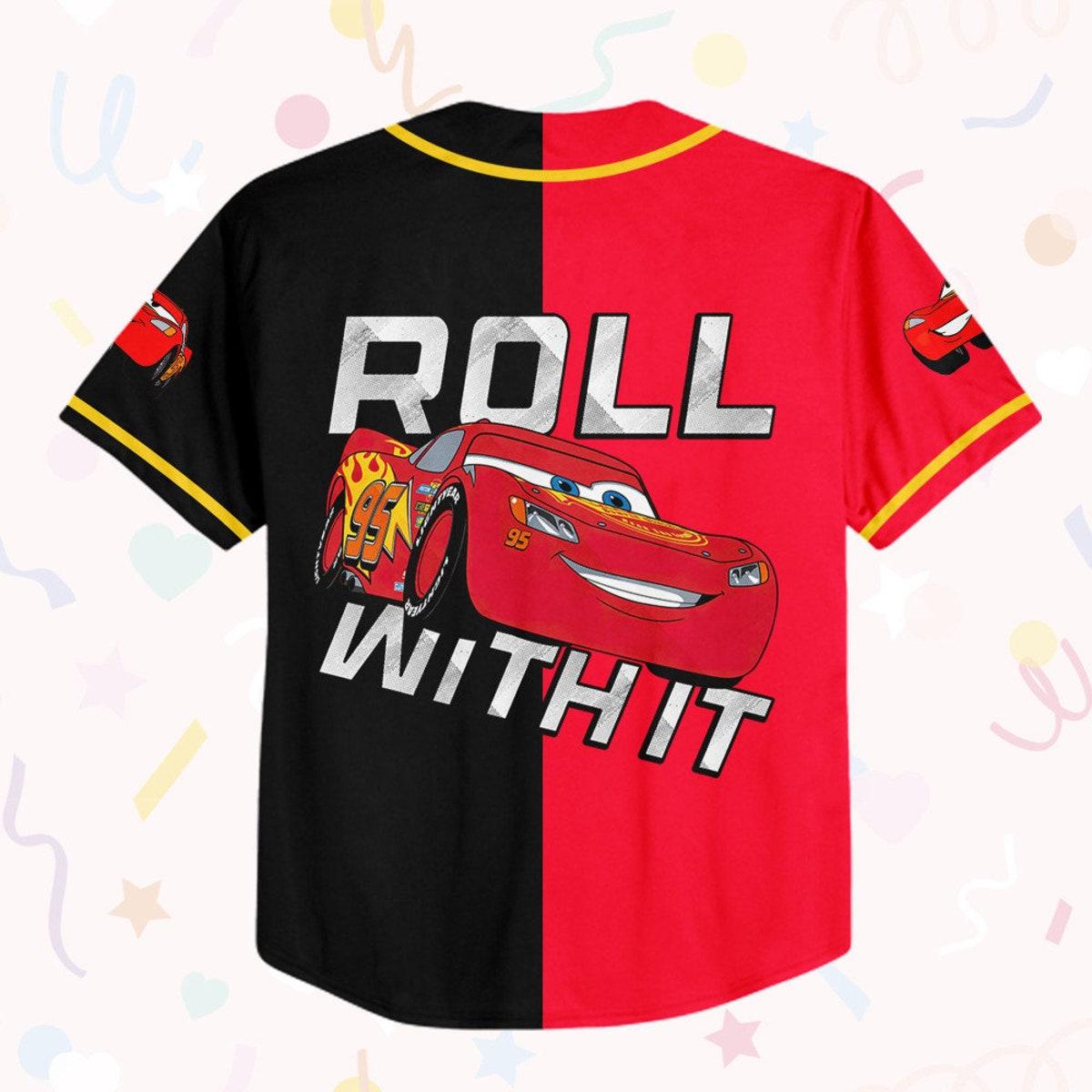 Personalize Cars Roll With It Disney Baseball Jersey 3