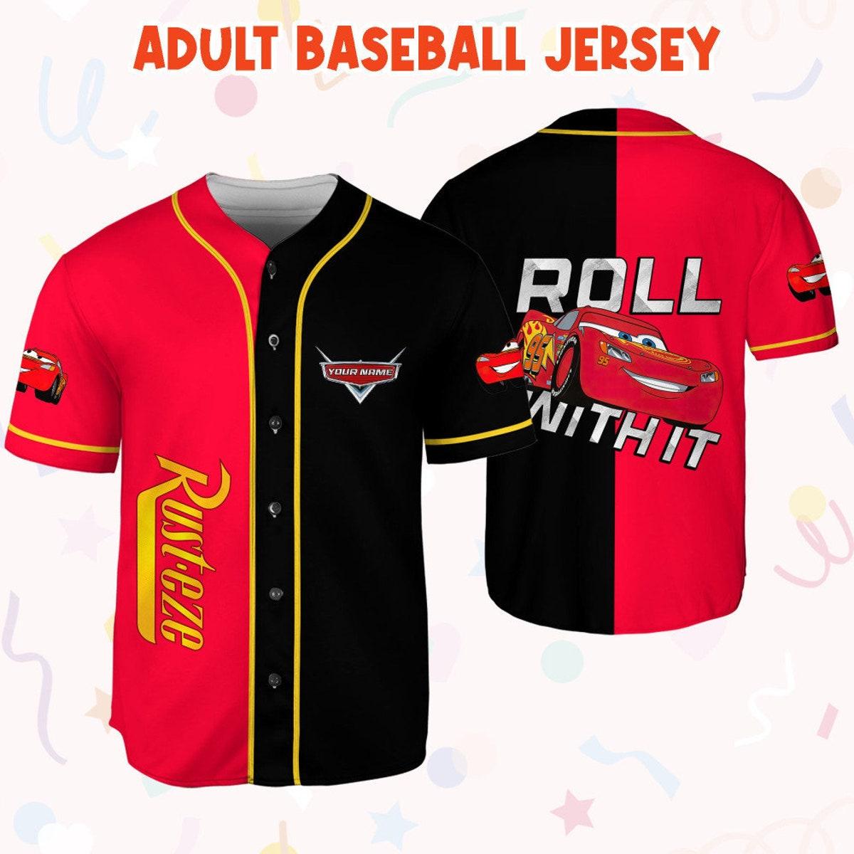 Personalize Cars Roll With It Disney Baseball Jersey 6