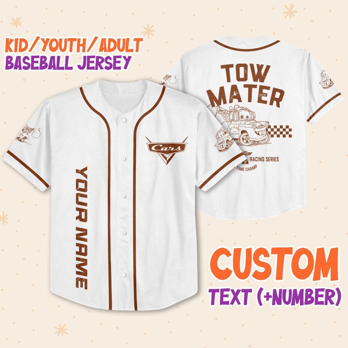 Personalize Cars Tow Mater Piston Cup Racing Series Disney Baseball Jersey 1