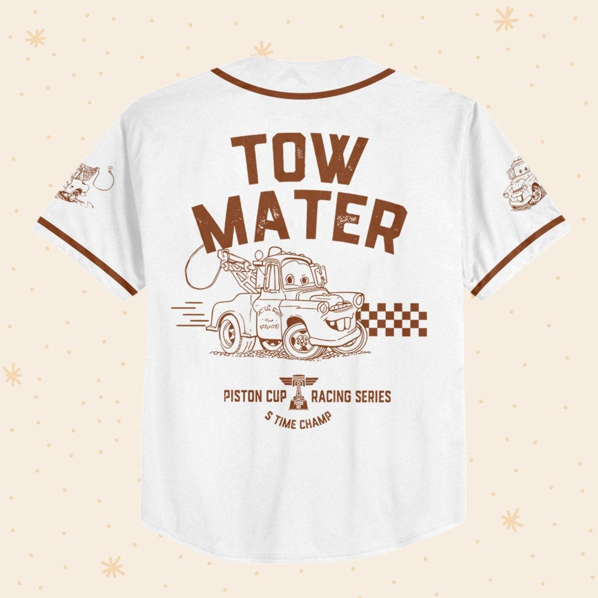 Personalize Cars Tow Mater Piston Cup Racing Series Disney Baseball Jersey 3