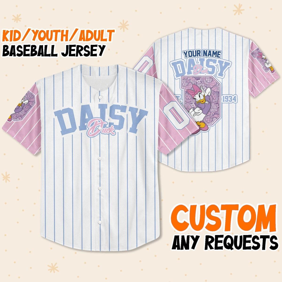 Personalize Cute Custom D Daisy Duck 1934 Custom Name Baseball Jersey 1