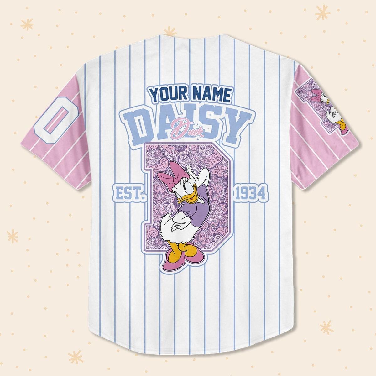 Personalize Cute Custom D Daisy Duck 1934 Custom Name Baseball Jersey 3