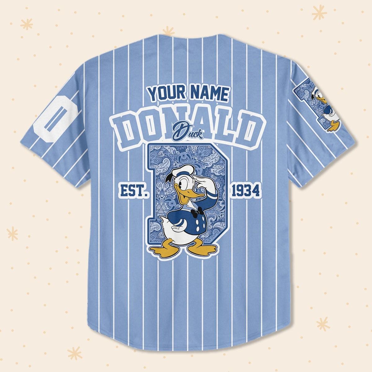 Personalize Cute D Donald Duck 1934 Custom Name Disney Baseball Jersey 3