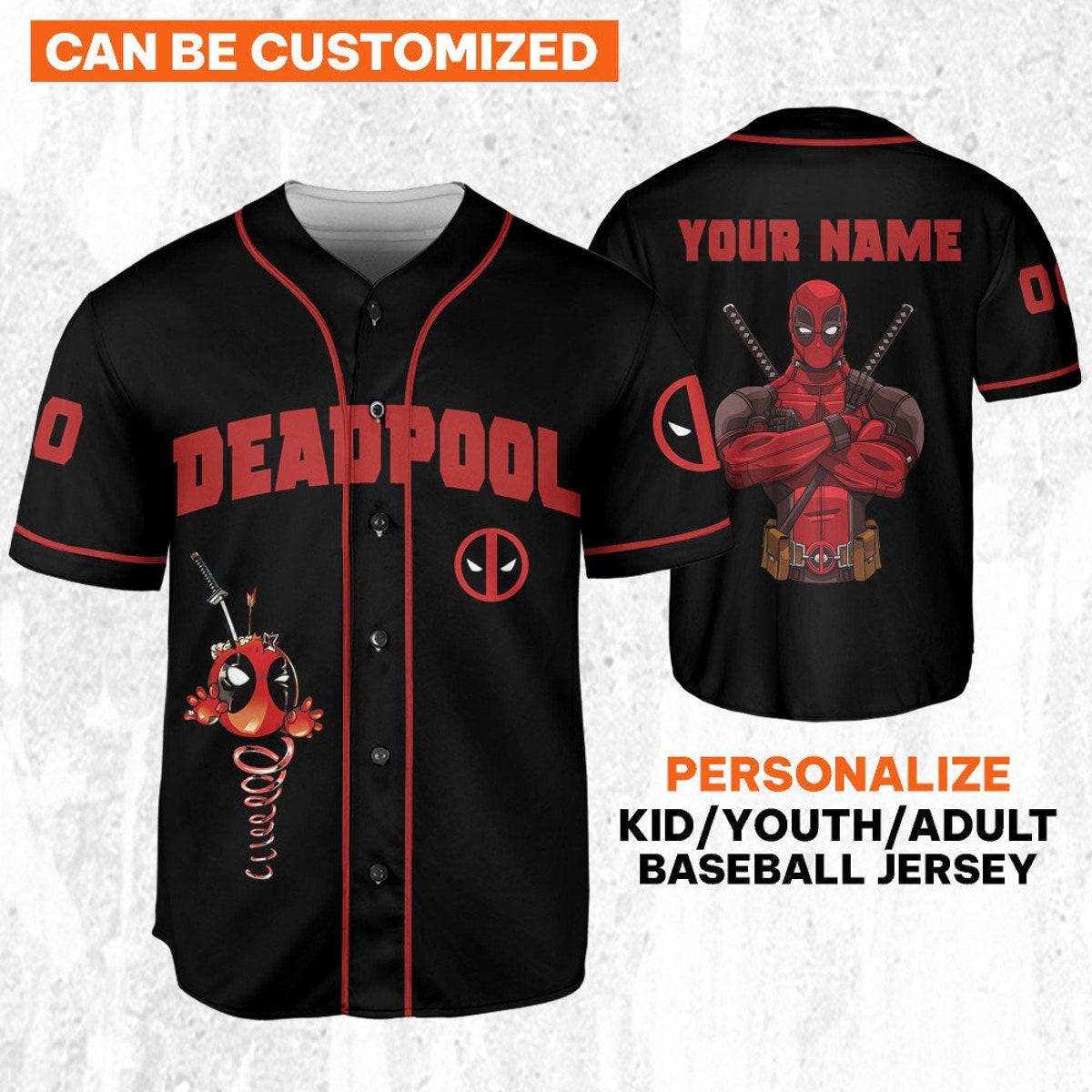 Personalize Deadpool Awesome Black Wolverine And Deadpool Baseball Jersey 1