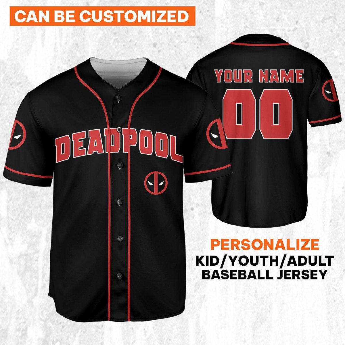 Personalize Deadpool Black Red Baseball Jersey 2