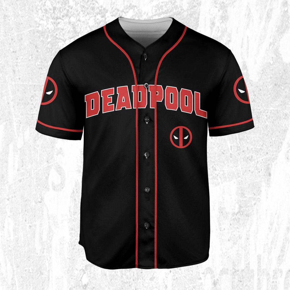 Personalize Deadpool Black Red Baseball Jersey 3