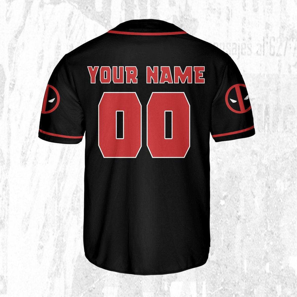 Personalize Deadpool Black Red Baseball Jersey 4