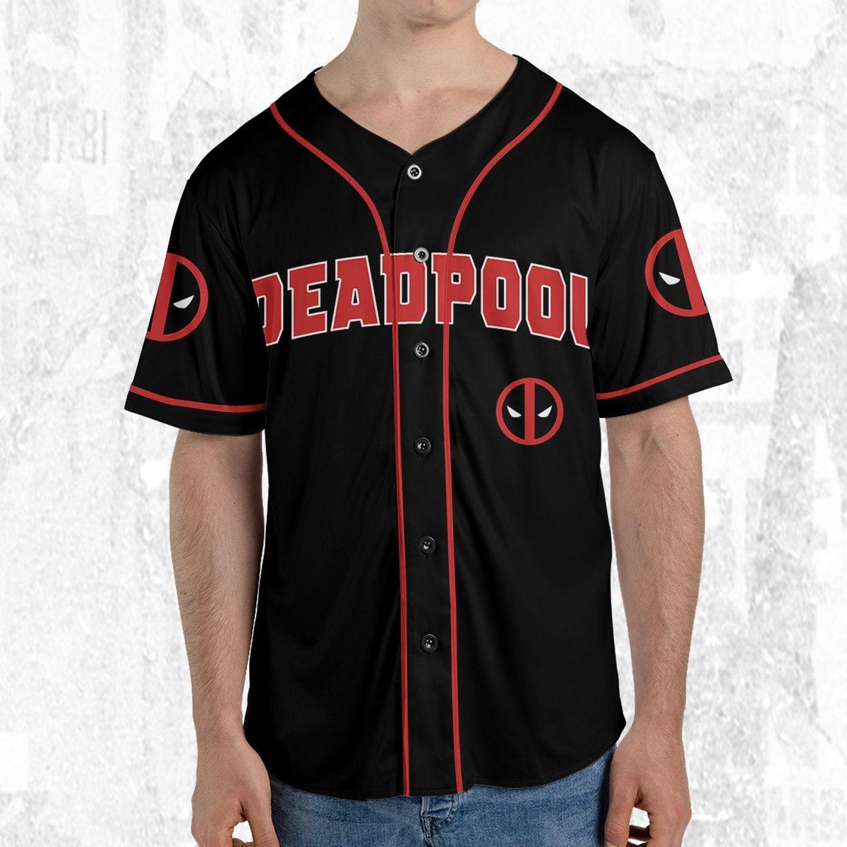 Personalize Deadpool Black Red Baseball Jersey 5