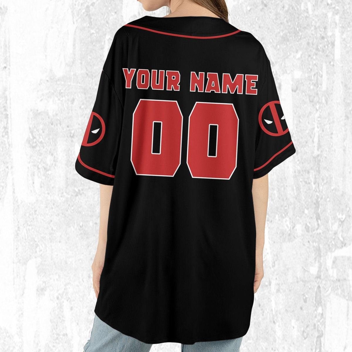 Personalize Deadpool Black Red Baseball Jersey 6