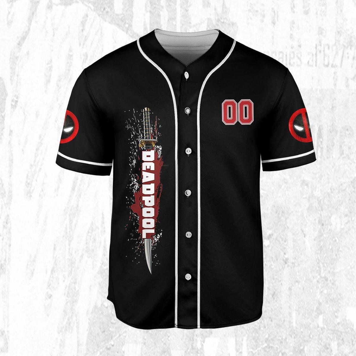 Personalize Deadpool Blodd Hero Sport Marvel Matching Baseball Jersey 3