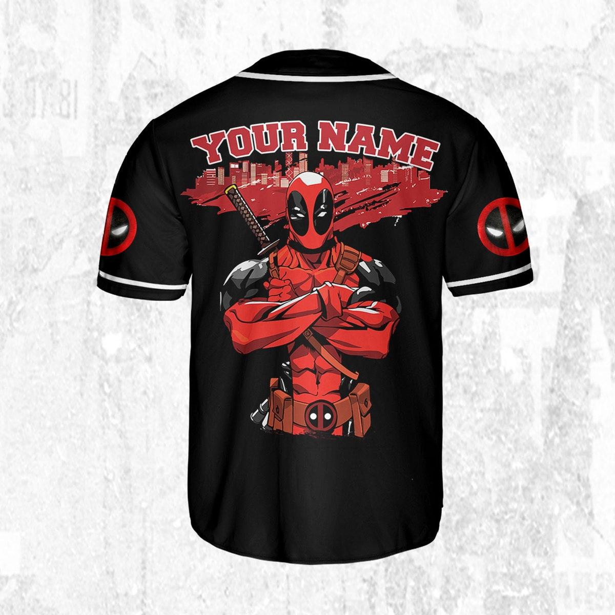 Personalize Deadpool Blodd Hero Sport Marvel Matching Baseball Jersey 4