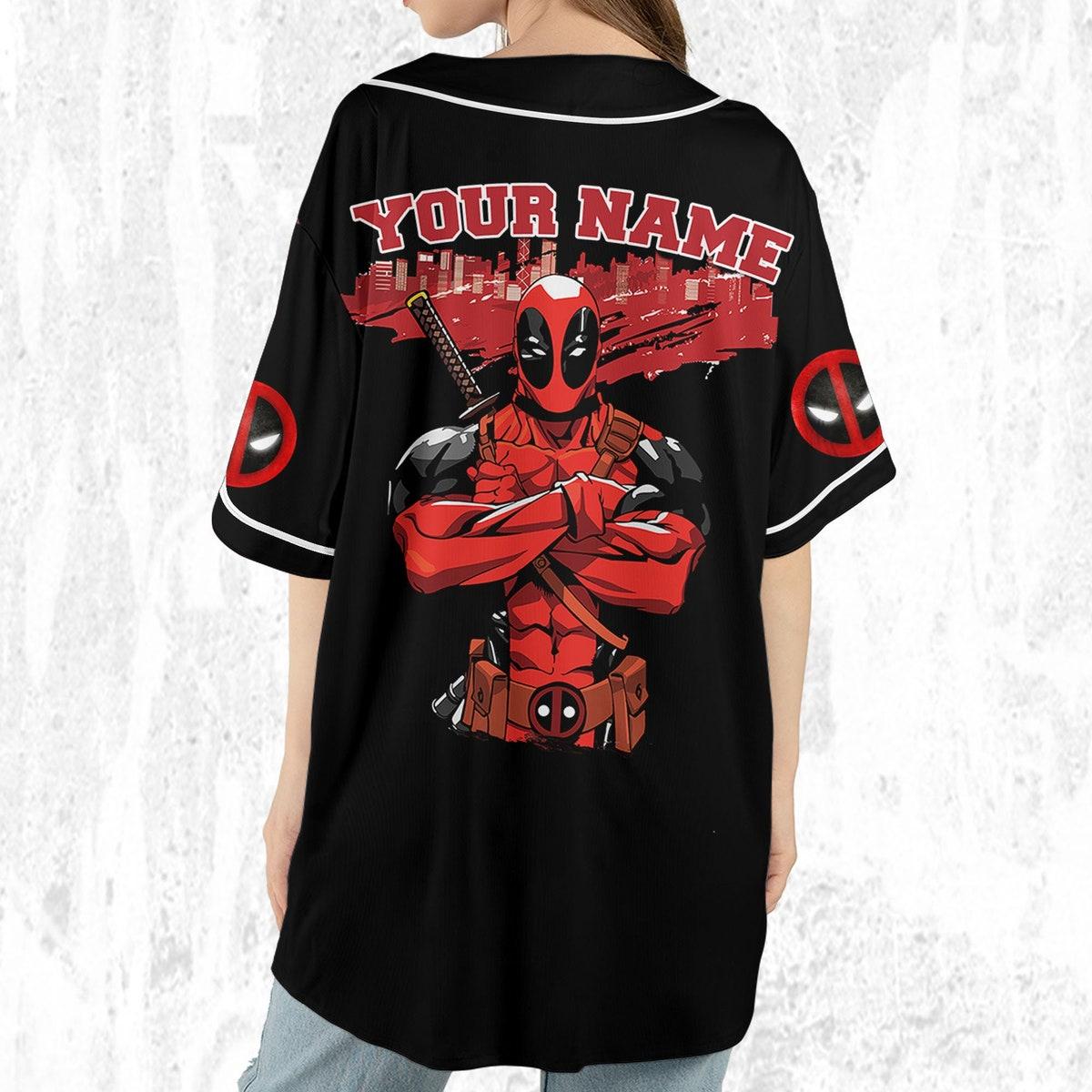 Personalize Deadpool Blodd Hero Sport Marvel Matching Baseball Jersey 6